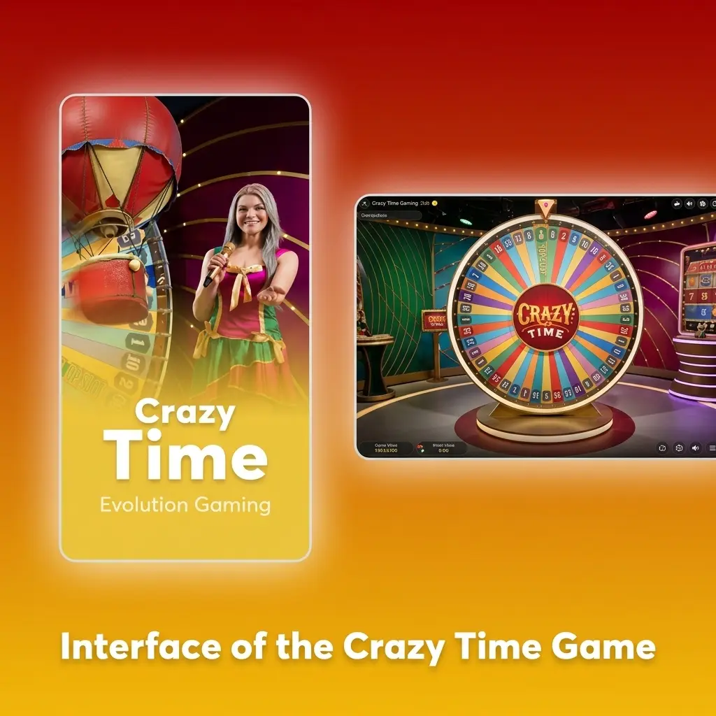 Crazy Time game interface with spinning wheel and betting grid